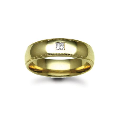 9k White Gold Diamond Ring - 9ct Gold Yellow Natural Diamond Rubover set Wedding Ring - by Hearts Forever Jewellers