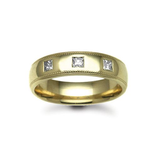9k White Gold Diamond Ring - 9ct Gold Yellow Natural Diamond Rubover set Wedding Ring - by Hearts Forever Jewellers
