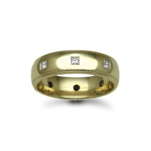 9k White Gold Diamond Ring - 9ct Gold Yellow Natural Diamond Rubover set Wedding Ring - by Hearts Forever Jewellers