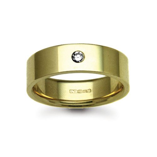 9k White Gold Diamond Ring - 9ct Gold Yellow Natural Diamond Rubover set Wedding Ring - by Hearts Forever Jewellers