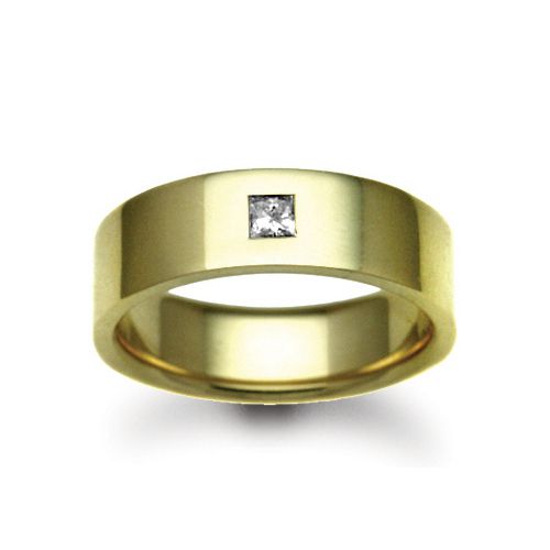 9k White Gold Diamond Ring - 9ct Gold Yellow Natural Diamond Rubover set Wedding Ring - by Hearts Forever Jewellers