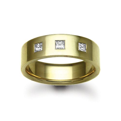 9k White Gold Diamond Ring - 9ct Gold Yellow Natural Diamond Rubover set Wedding Ring - by Hearts Forever Jewellers