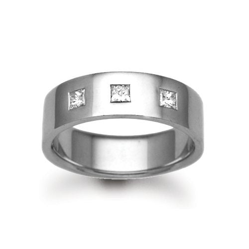 9k White Gold Diamond Ring - 9ct Gold White Natural Diamond Rubover set Wedding Ring - by Hearts Forever Jewellers