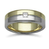 9k White Gold 0.10ct Ring - 9ct Gold 2 Colour Natural Diamond Rubover set Wedding Ring - by Hearts Forever Jewellers