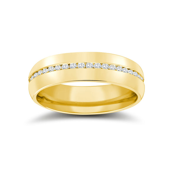 9k White Gold 0.18ct Jewellery - 9ct Yellow Gold RBC Court Natural Diamond Wedding Band Fully Set - 4mm - 50pts - by Hearts Forever Jewellers