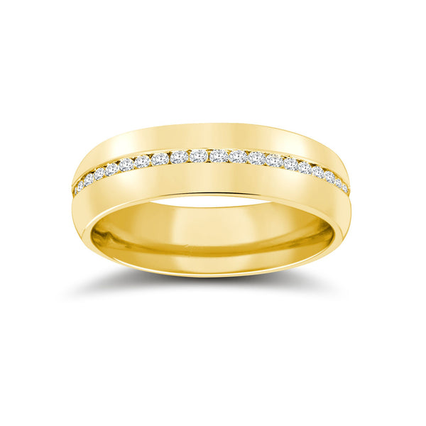 9k White Gold 0.18ct Jewellery - 9ct Yellow Gold RBC Court Natural Diamond Wedding Band Fully Set - 4mm - 50pts - by Hearts Forever Jewellers
