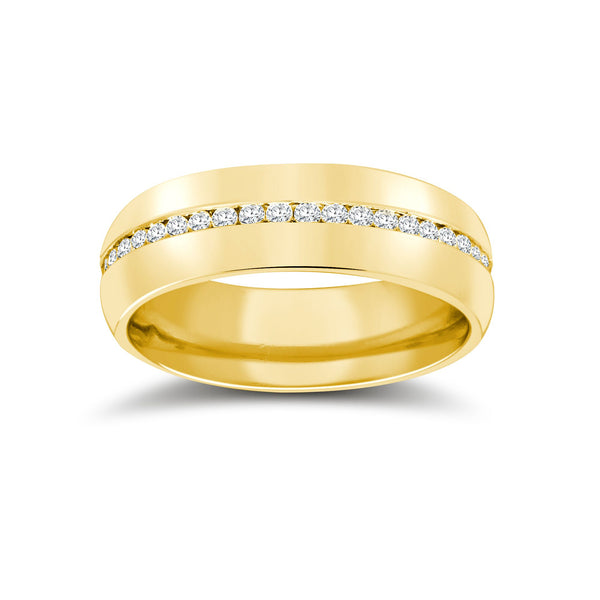 9k White Gold 0.18ct Jewellery - 9ct Yellow Gold RBC Court Natural Diamond Wedding Band Fully Set - 4mm - 50pts - by Hearts Forever Jewellers