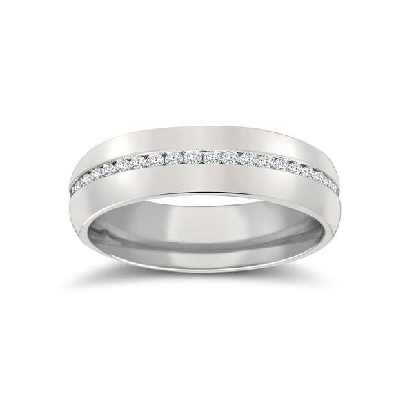 9k White Gold 0.18ct Jewellery - 9ct White Gold RBC Court Natural Diamond Wedding Band Fully Set - 4mm - 50pts - by Hearts Forever Jewellers