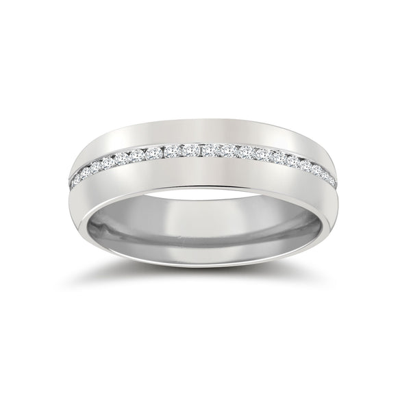 9k White Gold 0.18ct Jewellery - 9ct White Gold RBC Court Natural Diamond Wedding Band Fully Set - 4mm - 50pts - by Hearts Forever Jewellers