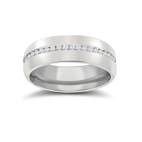 9k White Gold 0.18ct Jewellery - 9ct White Gold RBC Court Natural Diamond Wedding Band Fully Set - 4mm - 50pts - by Hearts Forever Jewellers