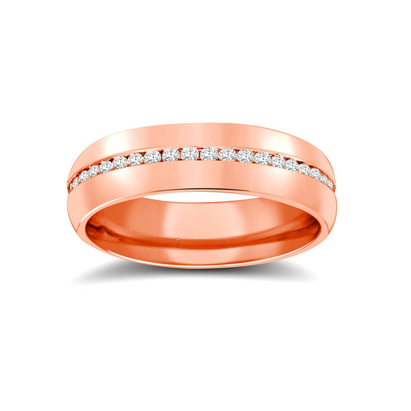 9k White Gold 0.18ct Jewellery - 9ct Rose Gold RBC Court Natural Diamond Wedding Band Fully Set - 4mm - 50pts - by Hearts Forever Jewellers
