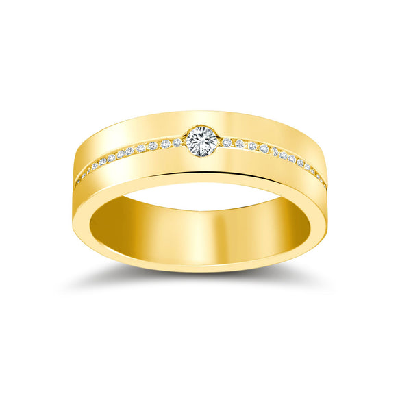 9k White Gold Round Jewellery - 9ct Yellow Gold RBC Flat Court Natural Diamond Wedding Band Half Set - 4mm - 28pts - by Hearts Forever Jewellers