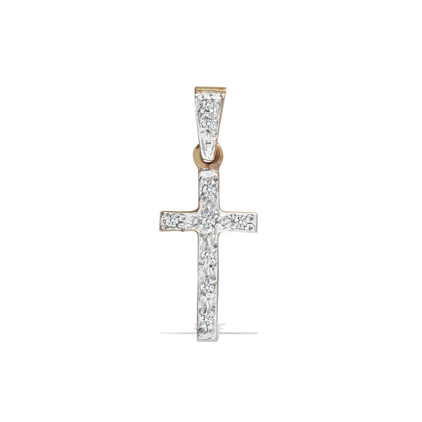 0.09ct Necklace - 9ct Yellow Gold Natural Diamond Cross - by Hearts Forever Jewellers