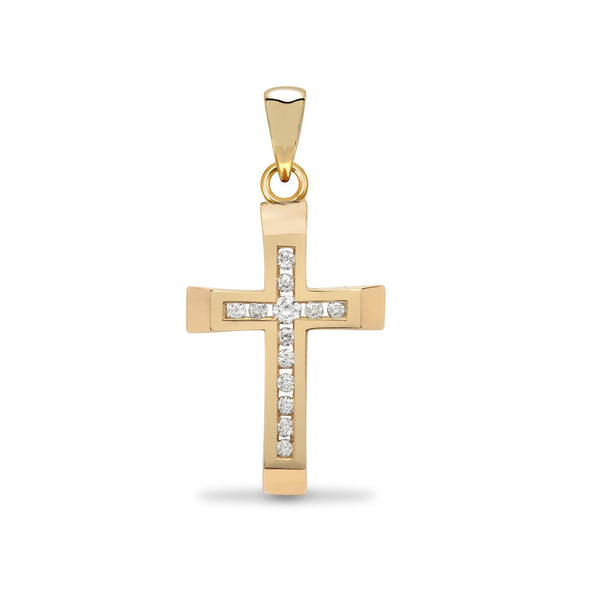 0.12ct Necklace - 9ct Yellow Gold Natural Diamond Cross - by Hearts Forever Jewellers