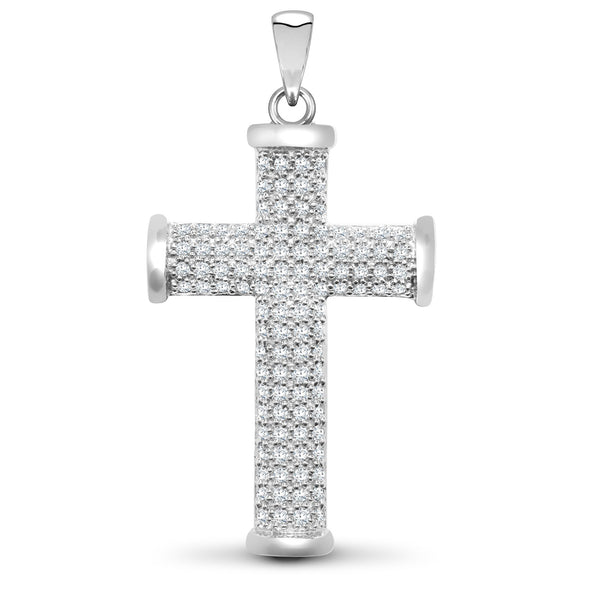 0.50ct Necklace - 9ct White Gold Natural Diamond Cross - by Hearts Forever Jewellers