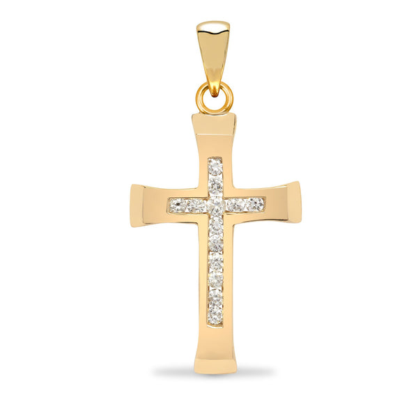 0.12ct Necklace - 9ct Yellow Gold Natural Diamond Cross - by Hearts Forever Jewellers