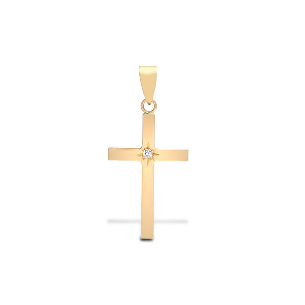 0.03ct Necklace - 9ct Yellow Gold Natural Diamond Cross - by Hearts Forever Jewellers