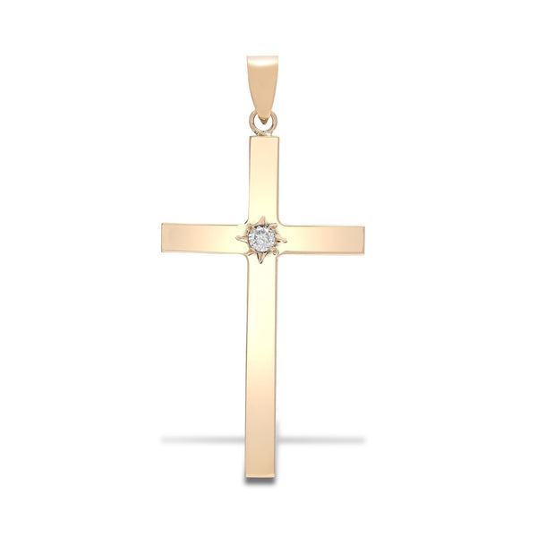 0.03ct Necklace - 9ct Yellow Gold Natural Diamond Cross - by Hearts Forever Jewellers