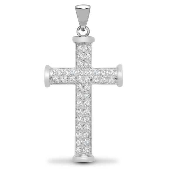 0.50ct Necklace - 9ct White Gold Natural Diamond Cross - by Hearts Forever Jewellers