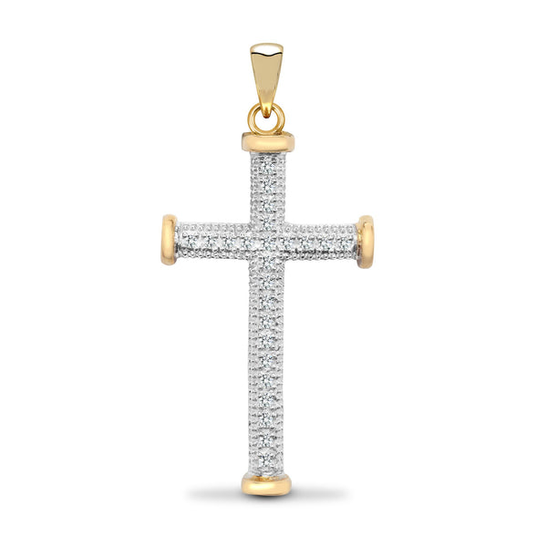 0.10ct Necklace - 9ct Yellow Gold Natural Diamond Cross - by Hearts Forever Jewellers