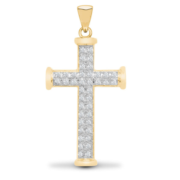 0.10ct Necklace - 9ct Yellow Gold Natural Diamond Cross - by Hearts Forever Jewellers