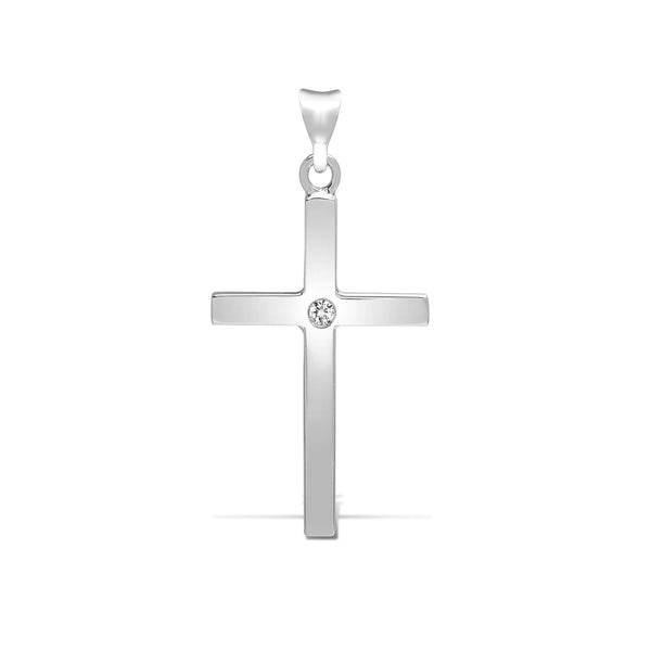 0.03ct Necklace - 9ct White Gold Natural Diamond Cross - by Hearts Forever Jewellers