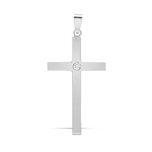 0.03ct Necklace - 9ct White Gold Natural Diamond Cross - by Hearts Forever Jewellers