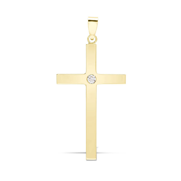 Diamond Necklace - 9ct Yellow 0.03ct Invisible Set Natural Diamond Cross - by Hearts Forever Jewellers
