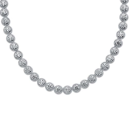 Sterling Silver Cubic Zirconia Necklace - 925 Silver CZ Set Halo Collotette Necklace - by Hearts Forever Jewellers