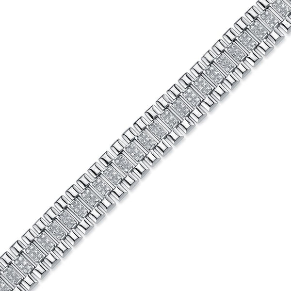Sterling Silver Cubic Zirconia Bracelet - 925 Silver CZ Set Watch Bracelet - by Hearts Forever Jewellers