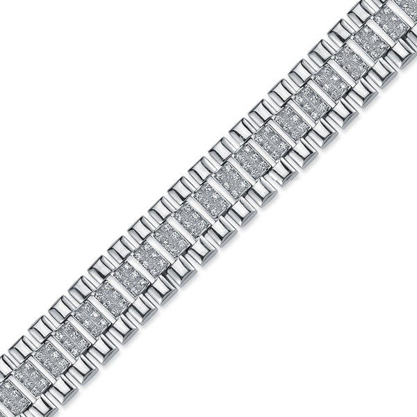 Sterling Silver Cubic Zirconia Bracelet - 925 Silver CZ Set Watch Bracelet - by Hearts Forever Jewellers
