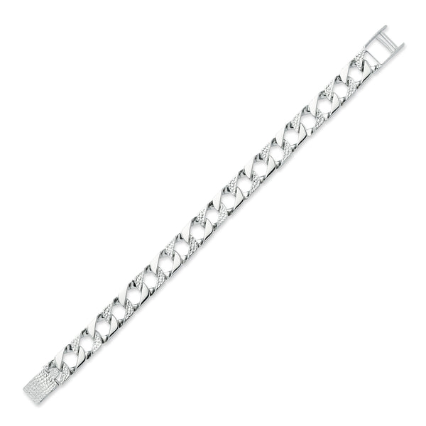 Sterling Silver Bracelet - 925 Silver Cast Lizard and Plain Curb Bracelet - by Hearts Forever Jewellers
