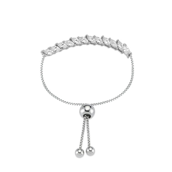 Sterling Silver Cubic Zirconia Bracelet - 925 Silver CZ Set Toggle Bracelet - by Hearts Forever Jewellers