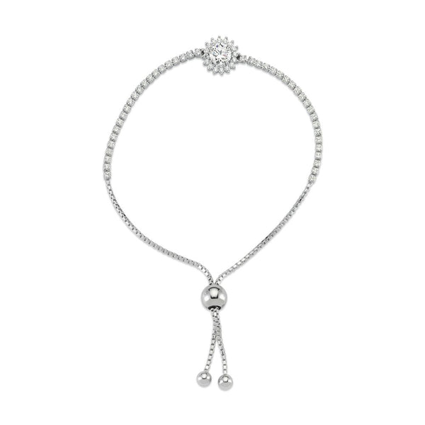 Sterling Silver Cubic Zirconia Bracelet - 925 Silver CZ Cluster Toggle Bracelet - by Hearts Forever Jewellers