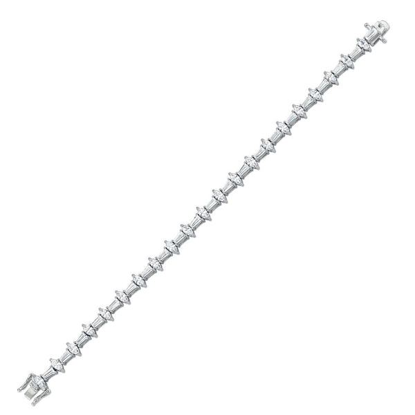 Sterling Silver Cubic Zirconia Bracelet - 925 Silver Baguette & Marquise CZ Bracelet - by Hearts Forever Jewellers