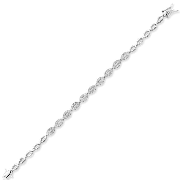 Sterling Silver Cubic Zirconia Bracelet - 925 Silver CZ Set Bracelet - by Hearts Forever Jewellers