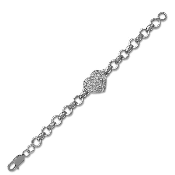 Sterling Silver Cubic Zirconia Bracelet - 925 Silver CZ Heart Belcher Bracelet - by Hearts Forever Jewellers