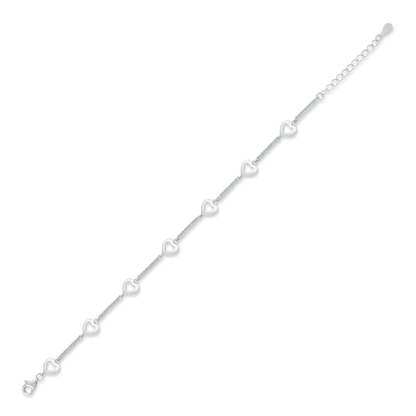 Sterling Silver Cubic Zirconia Bracelet - 925 Silver CZ Heart Bracelet - by Hearts Forever Jewellers