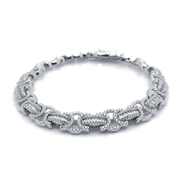 Sterling Silver Cubic Zirconia Bracelet - 925 Silver CZ Set Flat Byzantine Bracelet - by Hearts Forever Jewellers