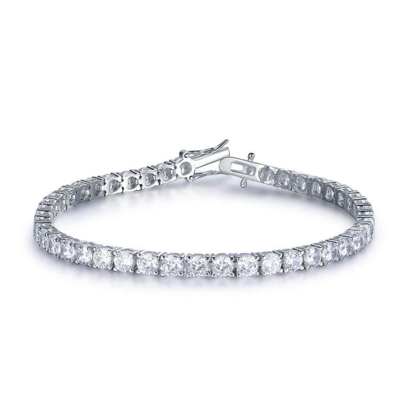 Sterling Silver Cubic Zirconia Necklace - 925 Silver CZ Set Tennis Necklace 4.0mm 17 Inch - by Hearts Forever Jewellers