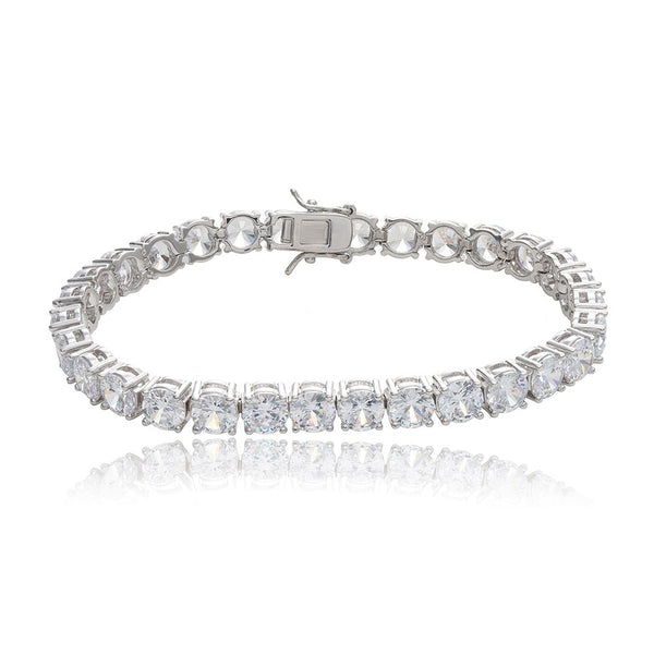 Sterling Silver Cubic Zirconia Necklace - 925 Silver CZ Set Tennis Necklace 6.0mm 17 Inch - by Hearts Forever Jewellers
