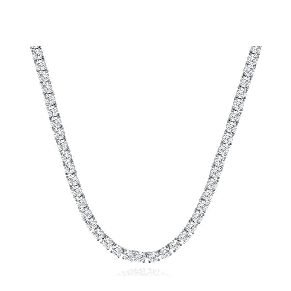 Sterling Silver Cubic Zirconia Necklace - 925 Silver CZ Set Tennis Necklace 4.0mm 17 Inch - by Hearts Forever Jewellers