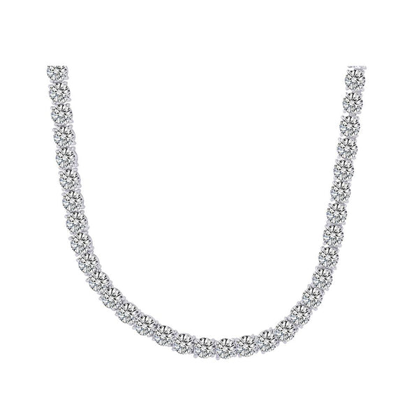 Sterling Silver Cubic Zirconia Necklace - 925 Silver CZ Set Tennis Necklace 6.0mm 17 Inch - by Hearts Forever Jewellers