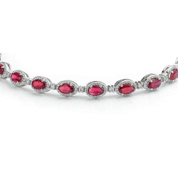 Sterling Silver Cubic Zirconia Necklace - 925 Silver CZ Ruby and White Stone Necklace - by Hearts Forever Jewellers