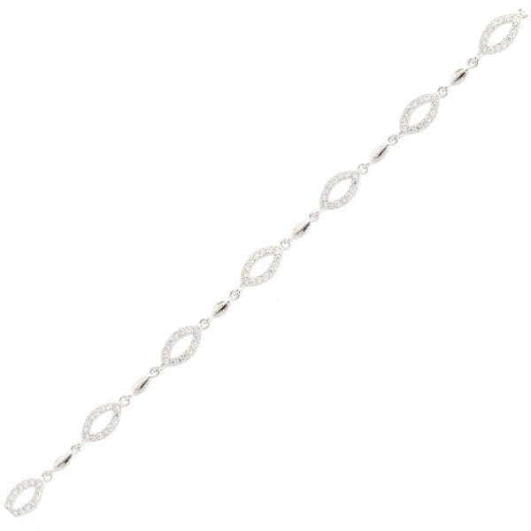 Sterling Silver Cubic Zirconia Bracelet - 925 Silver Rhodium Plated CZ Set Bracelet - by Hearts Forever Jewellers