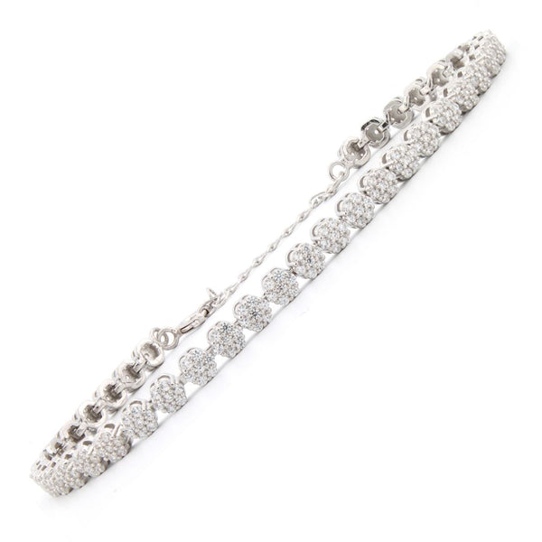 Sterling Silver Cubic Zirconia Bracelet - 925 Silver Rhodium Plated CZ Set Bracelet - by Hearts Forever Jewellers