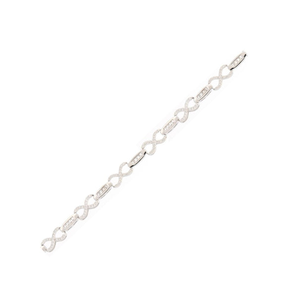 Sterling Silver Cubic Zirconia Bracelet - 925 Silver Rhodium Plated CZ Set Bracelet - by Hearts Forever Jewellers