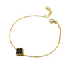 Sterling Silver Bracelet - 925 Silver Rhodium Clover Bracelet Onyx - by Hearts Forever Jewellers