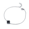 Sterling Silver Bracelet - 925 Silver Rhodium Clover Bracelet Onyx - by Hearts Forever Jewellers