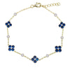 Sterling Silver Oval Bracelet - 925 Silver 14ct Gold Plated CZ Set Clover Bracelet Blue - by Hearts Forever Jewellers